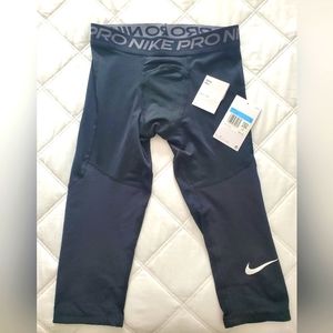 Nike Pro Boys Sports Leggings, Black, Cropped, Size Youth Medium, New